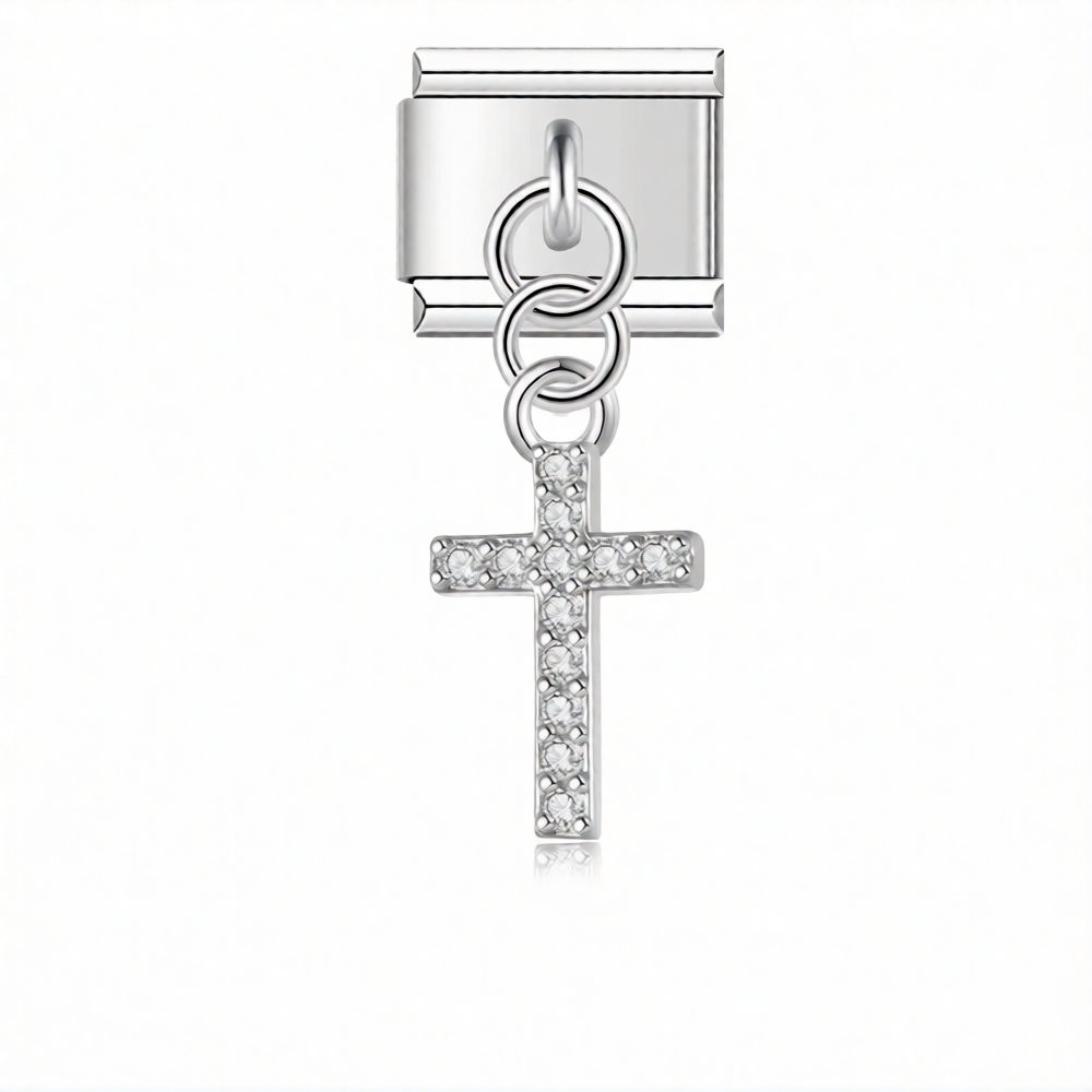 Charm colgante cruz plateada