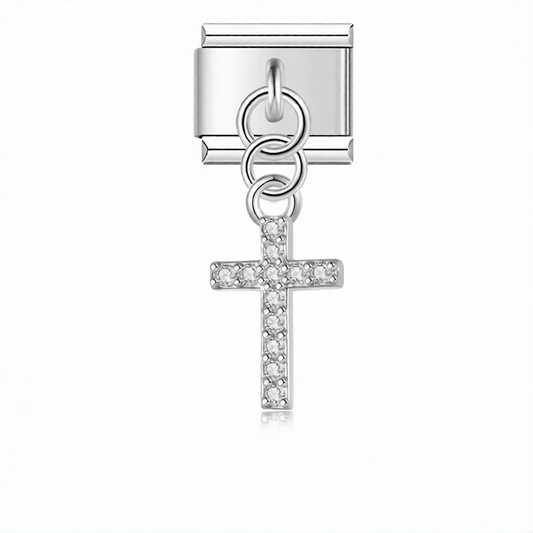 Charm colgante cruz plateada