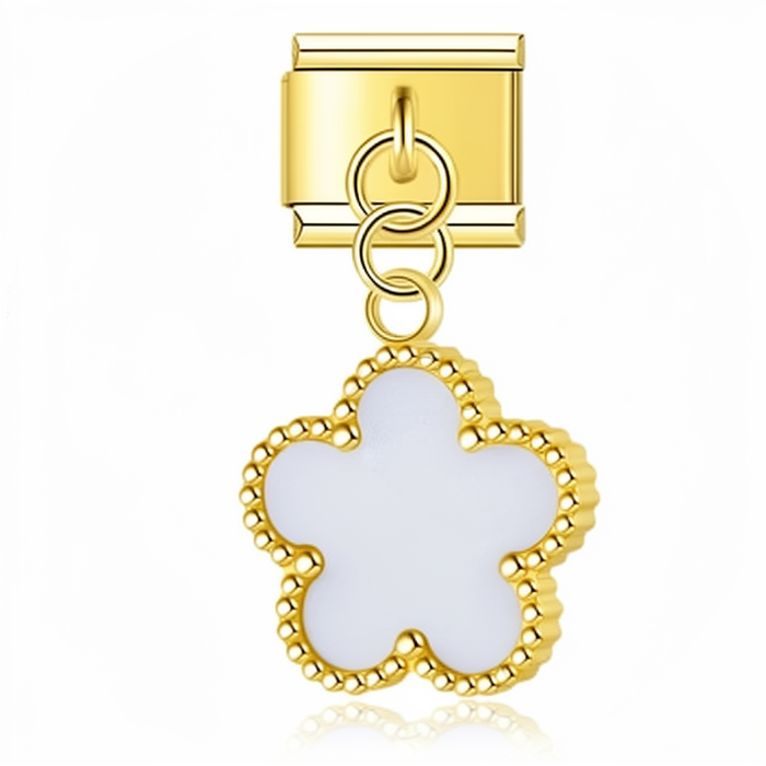 Charm colgante flor blanca