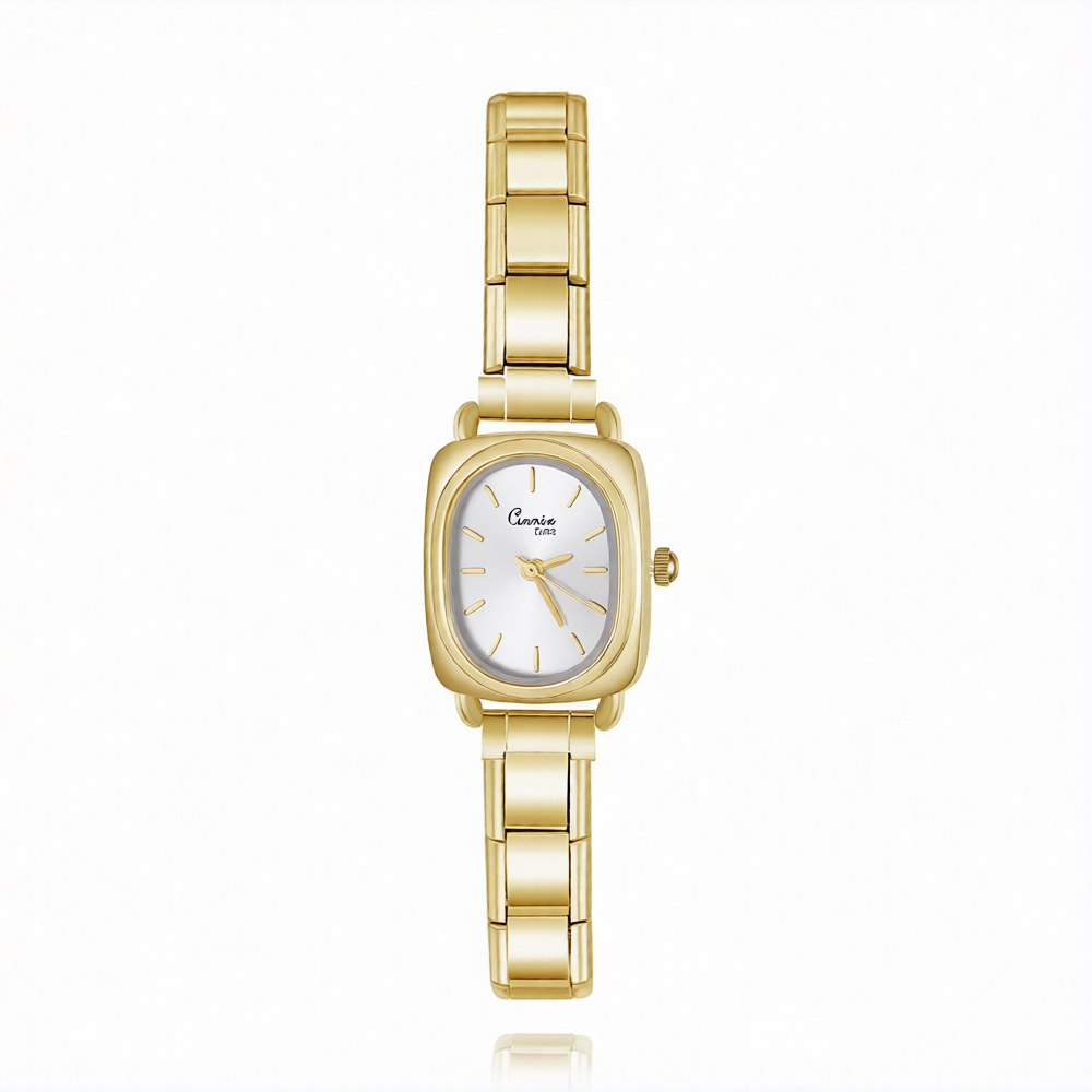 Reloj cuadrado dorado